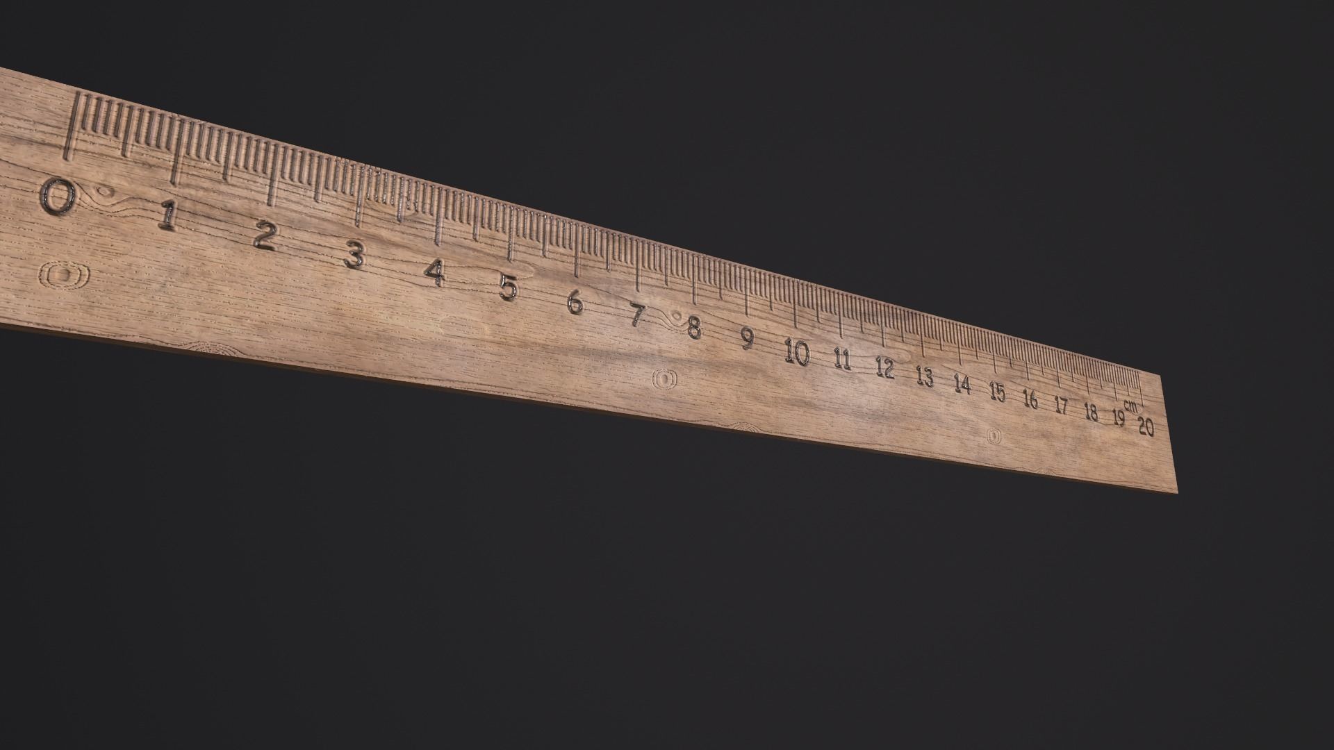 Wooden ruler 20 cm twenty centimeters measure length Low-poly 3D model_11