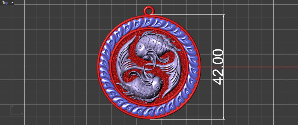 The Pisces Zodiac Sign Fishes Medallion Pendant v3 3D print model_18