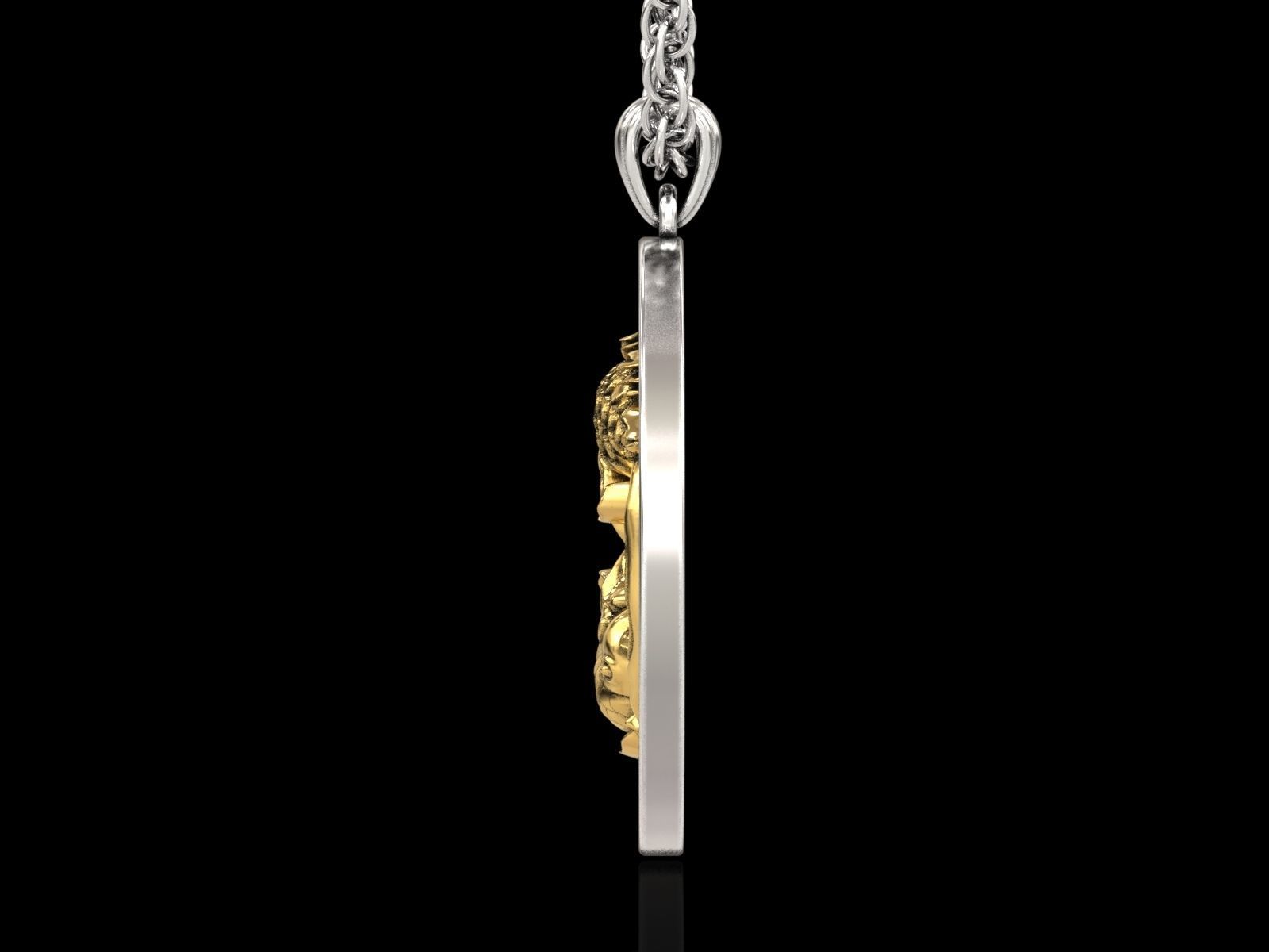 The Pisces Zodiac Sign Fishes Medallion Pendant v3 3D print model_7