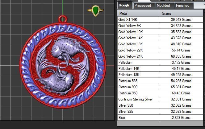 The Pisces Zodiac Sign Fishes Medallion Pendant v3 3D print model_24