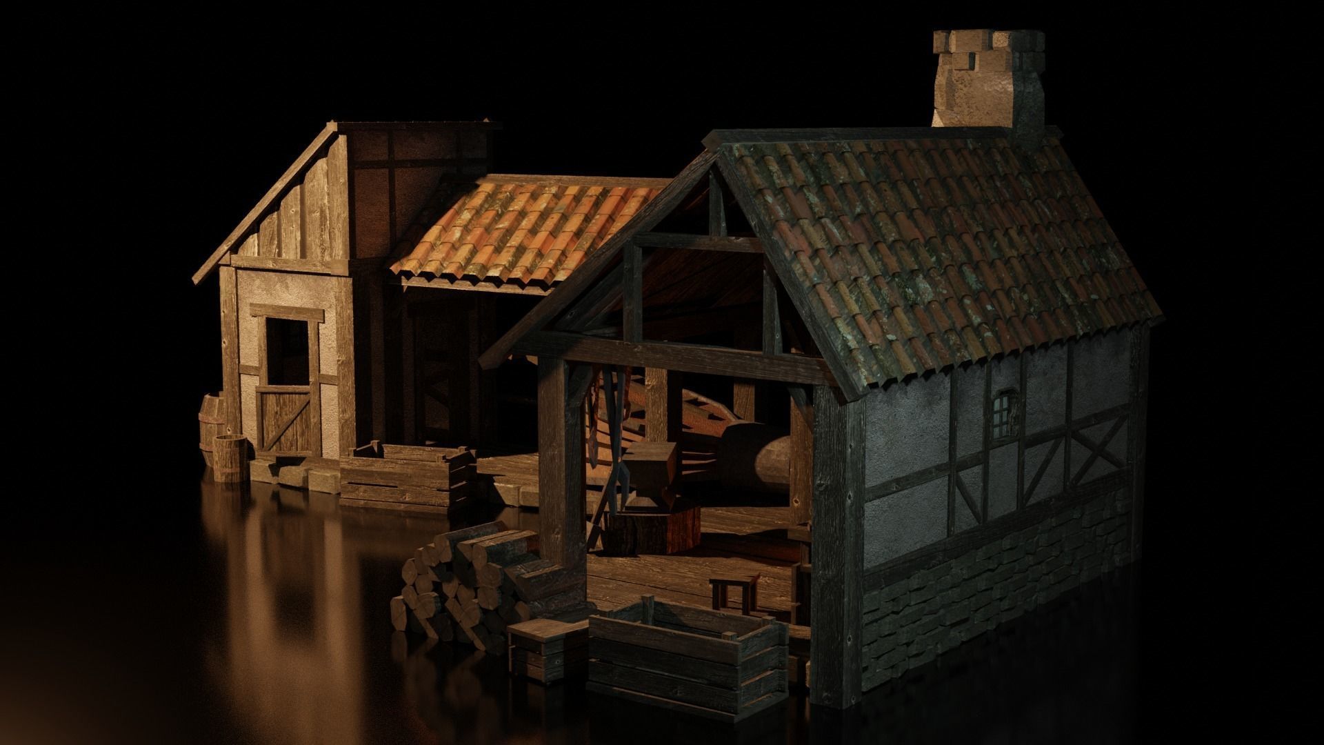 medieval forge Low-poly 3D model_3