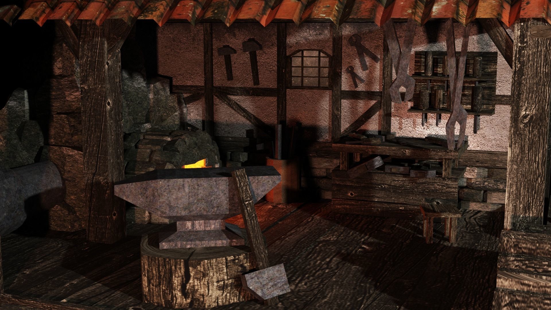 medieval forge Low-poly 3D model_2