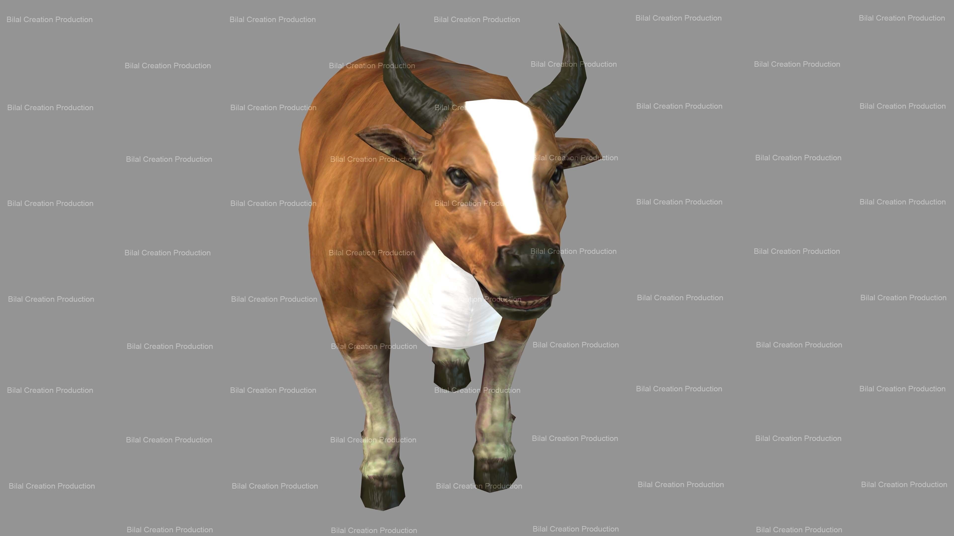 Cow Animated Low-poly 3D model_14
