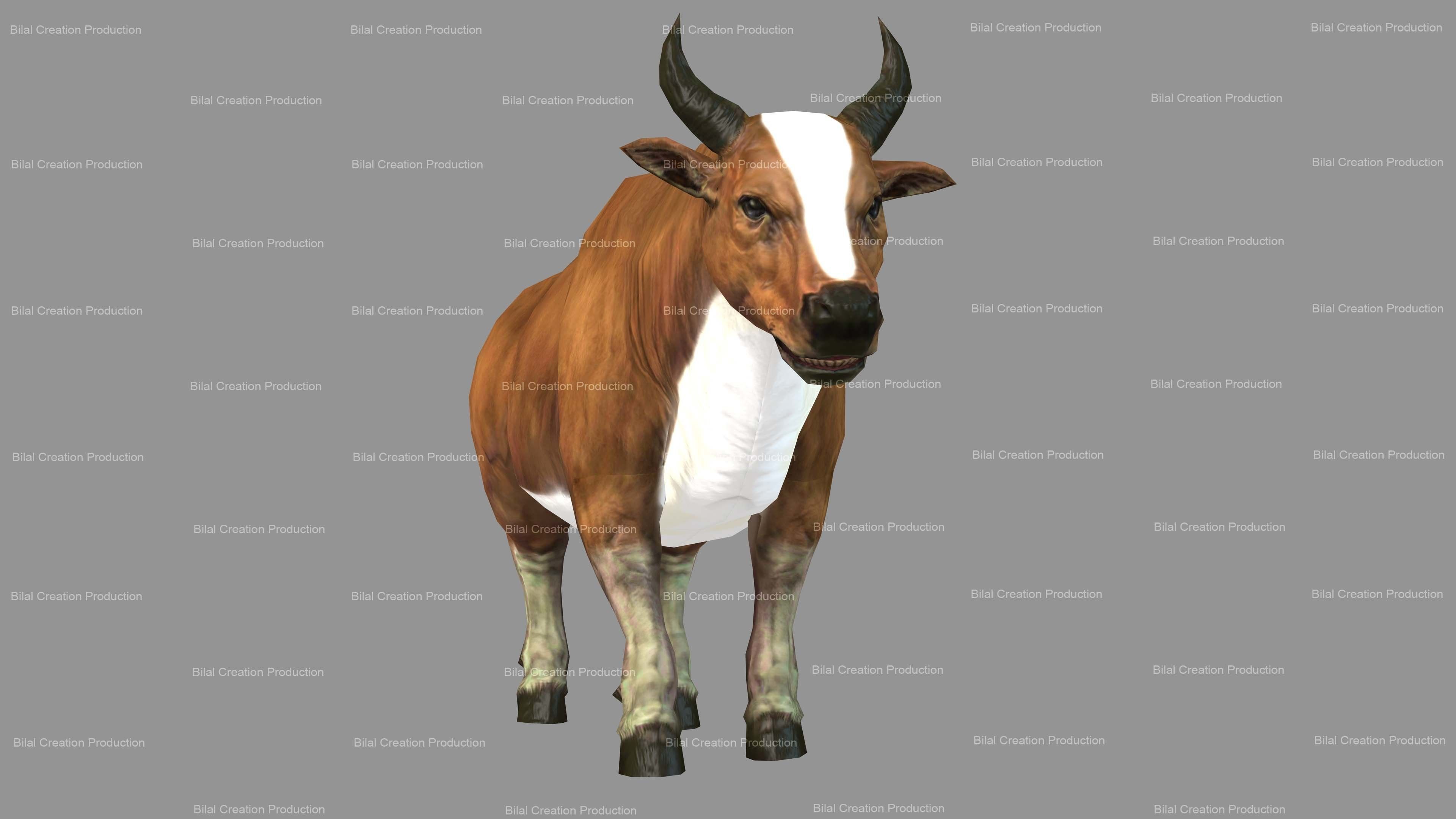 Cow Animated Low-poly 3D model_12