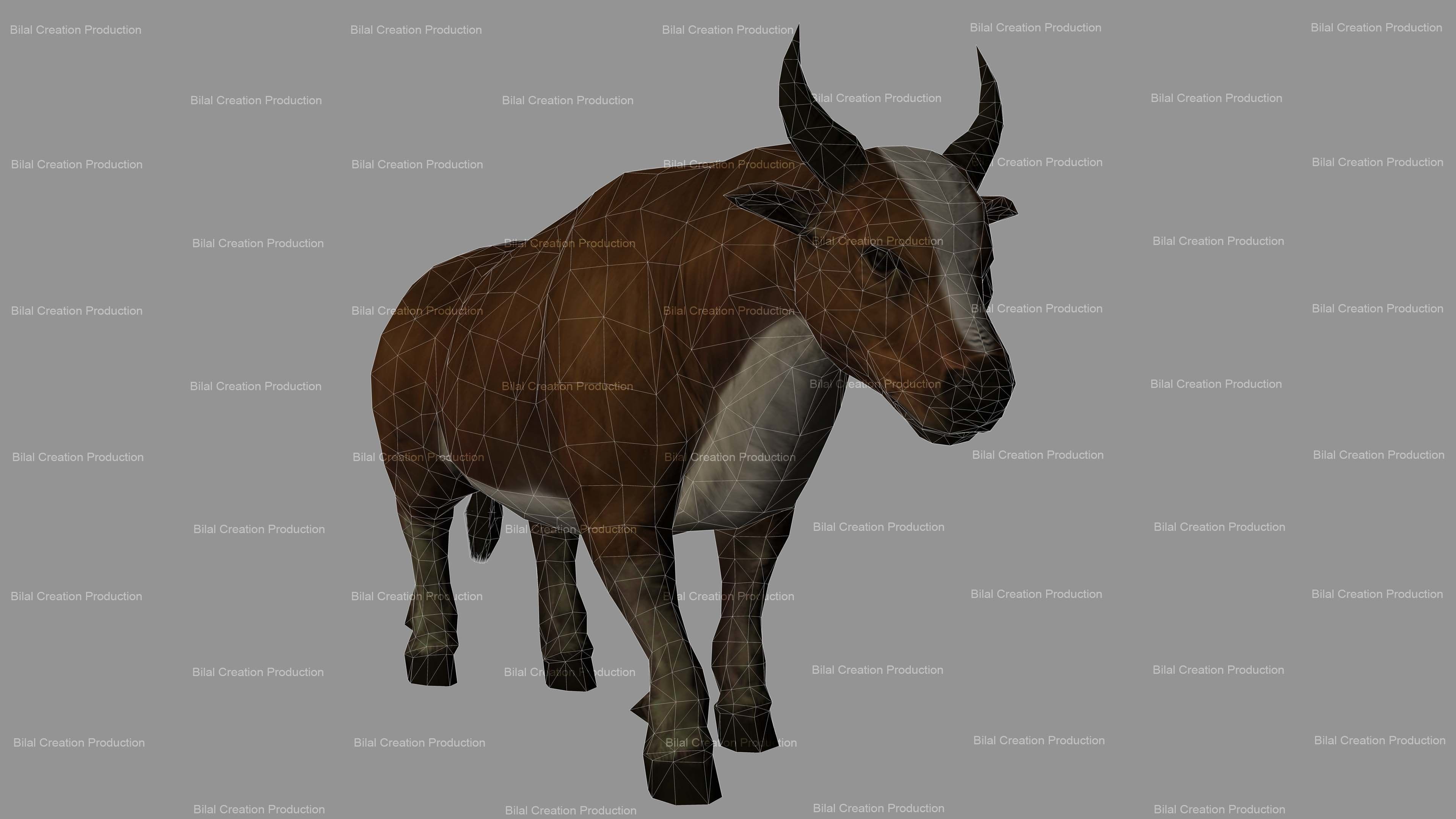 Cow Animated Low-poly 3D model_17