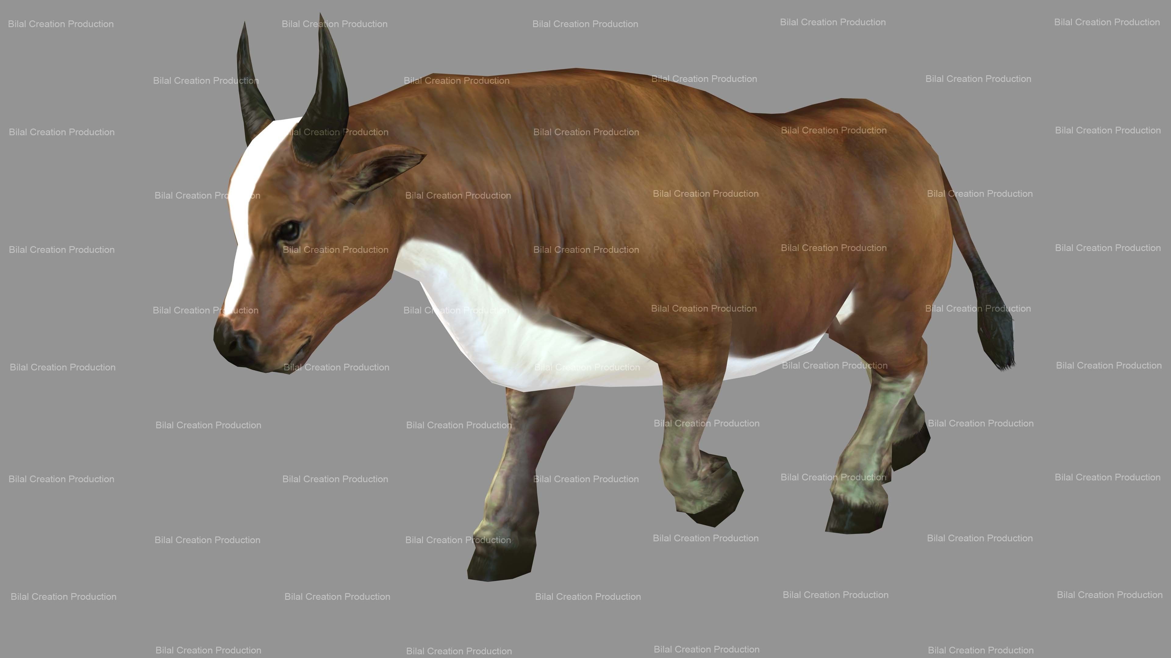 Cow Animated Low-poly 3D model_3