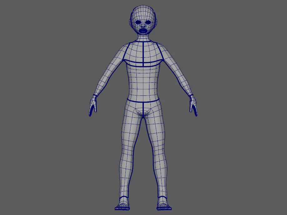 Child Boy Basemesh 3D model_0