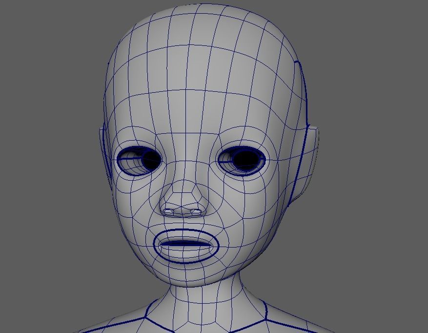 Child Girl Basemesh 3D model_4