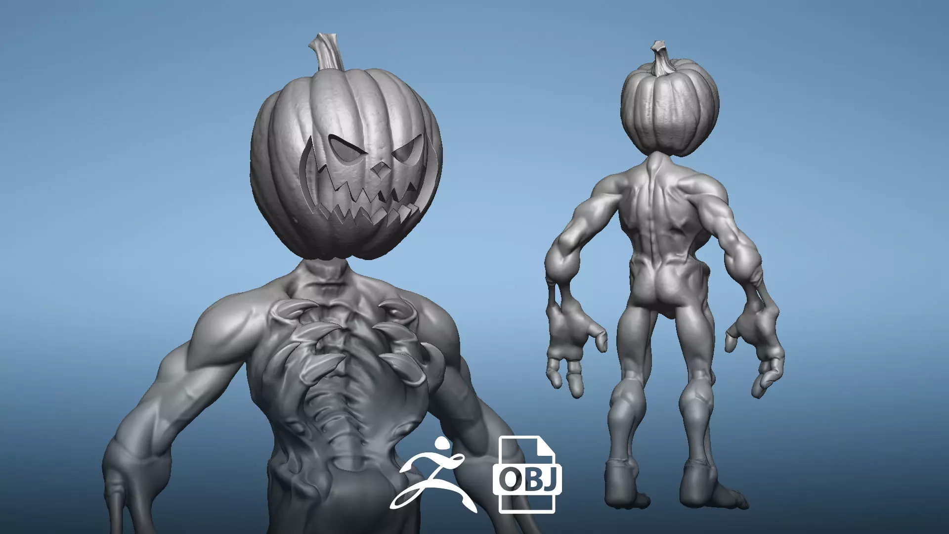 Pumpkin Undead - Highpoly Zbrush project 3D model_0