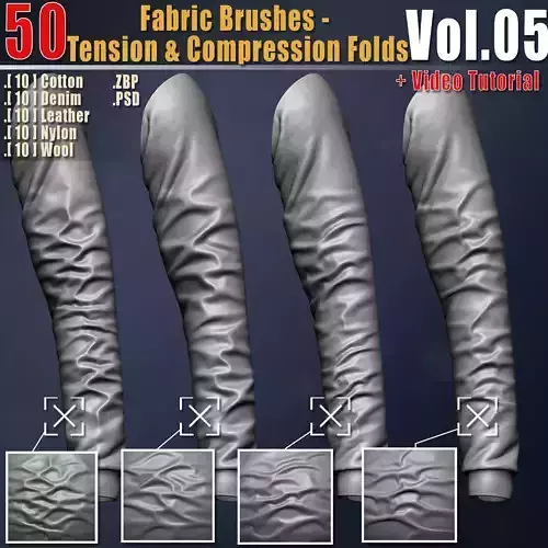 50 Fabric Brushes Tension Compression Folds Vol05
