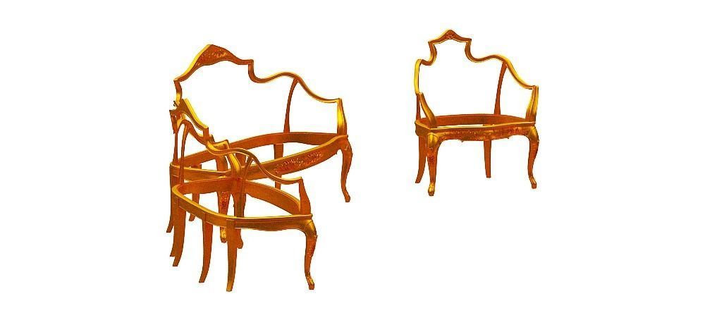 Classical sofa frame set Low-poly 3D model_2