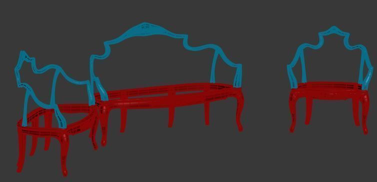 Classical sofa frame set Low-poly 3D model_6