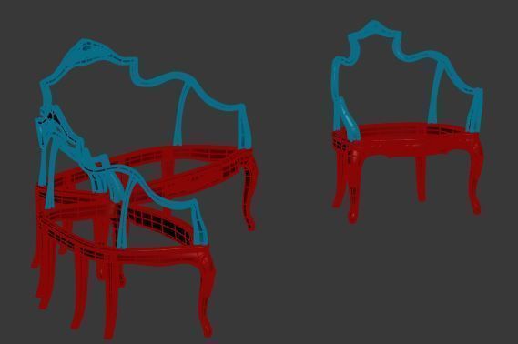 Classical sofa frame set Low-poly 3D model_7