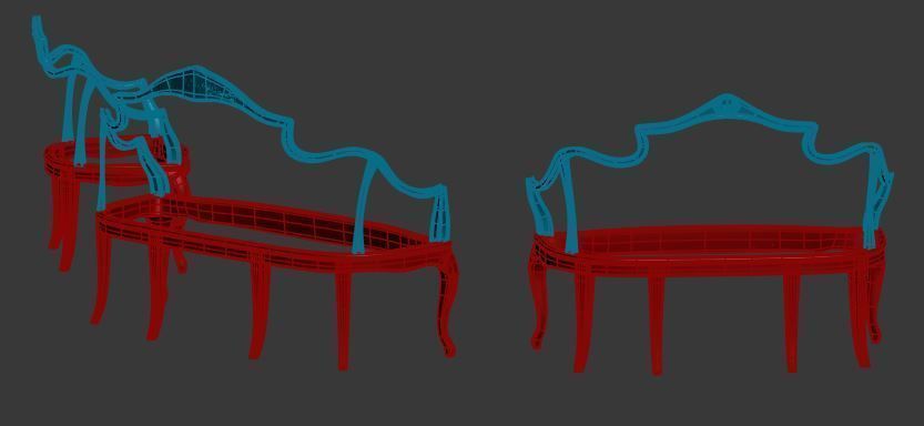 Classical sofa frame set Low-poly 3D model_8