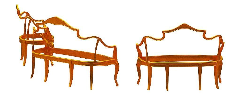 Classical sofa frame set Low-poly 3D model_3