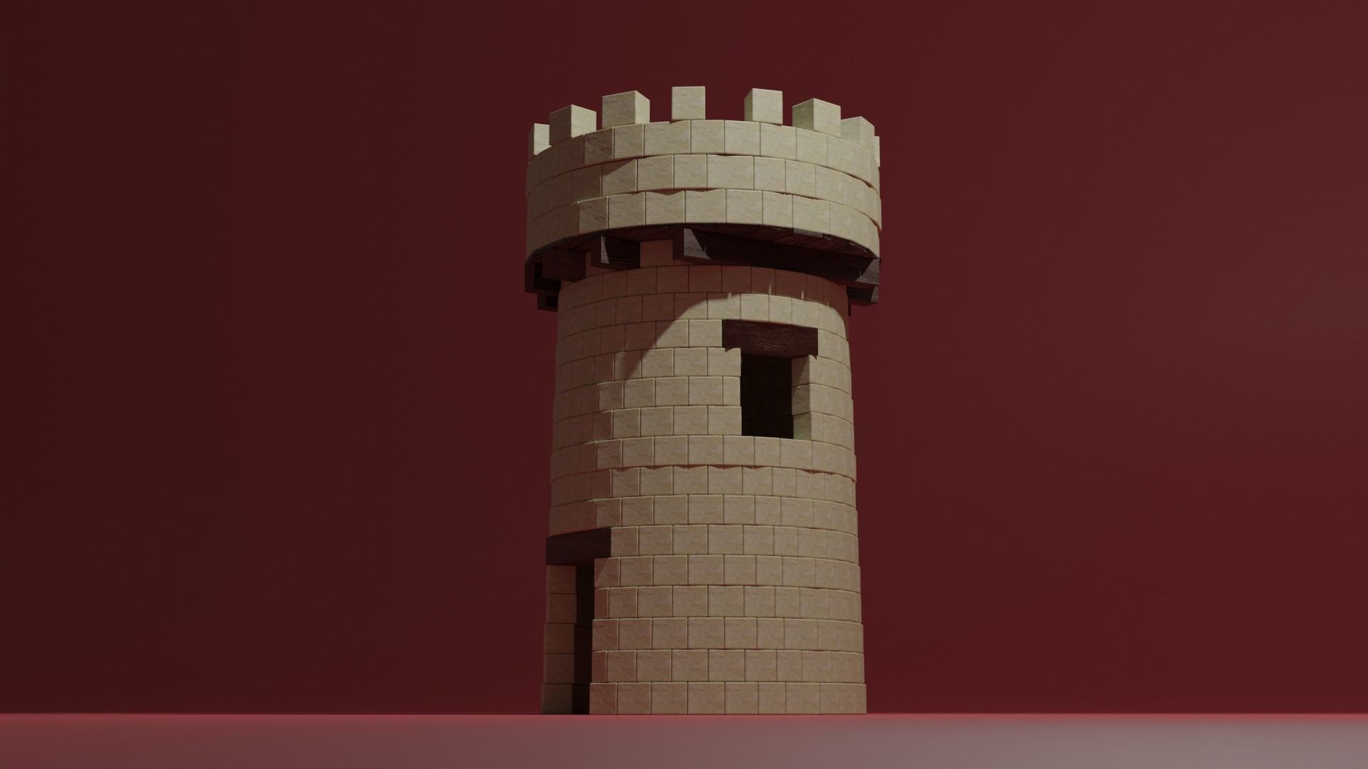 Stone tower 3D model_9