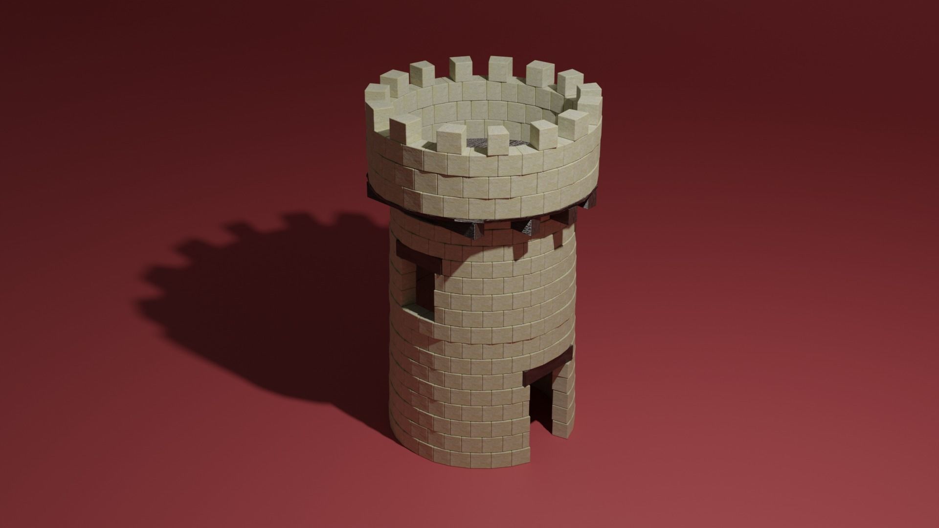 Stone tower 3D model_3