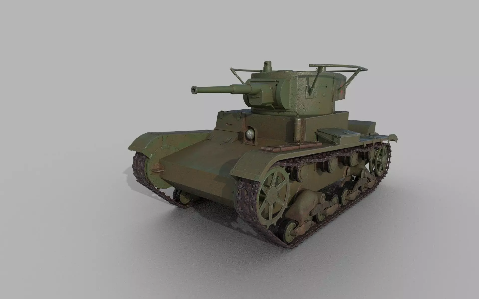 T-26 lowpoly wwii tank Low-poly 3D model_0