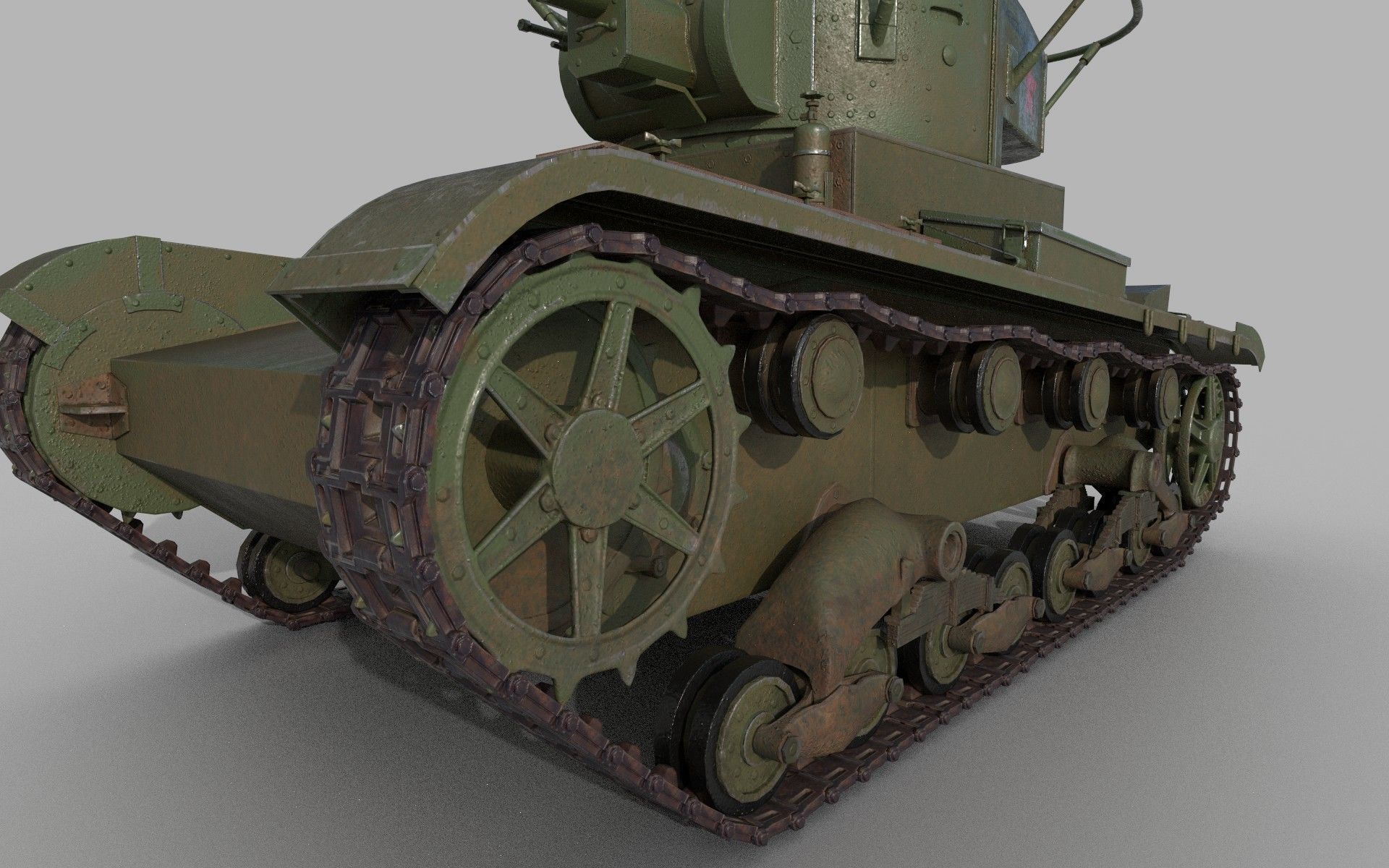 T-26 lowpoly wwii tank Low-poly 3D model_3