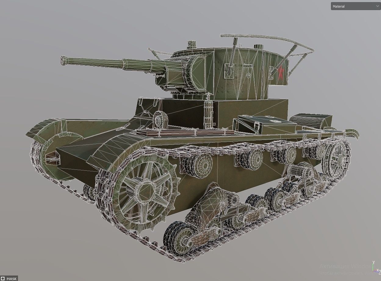 T-26 lowpoly wwii tank Low-poly 3D model_7