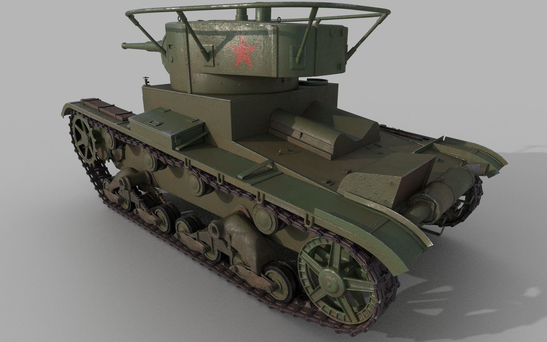 T-26 lowpoly wwii tank Low-poly 3D model_4