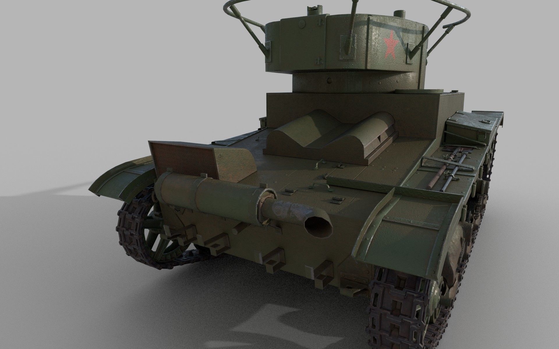 T-26 lowpoly wwii tank Low-poly 3D model_5