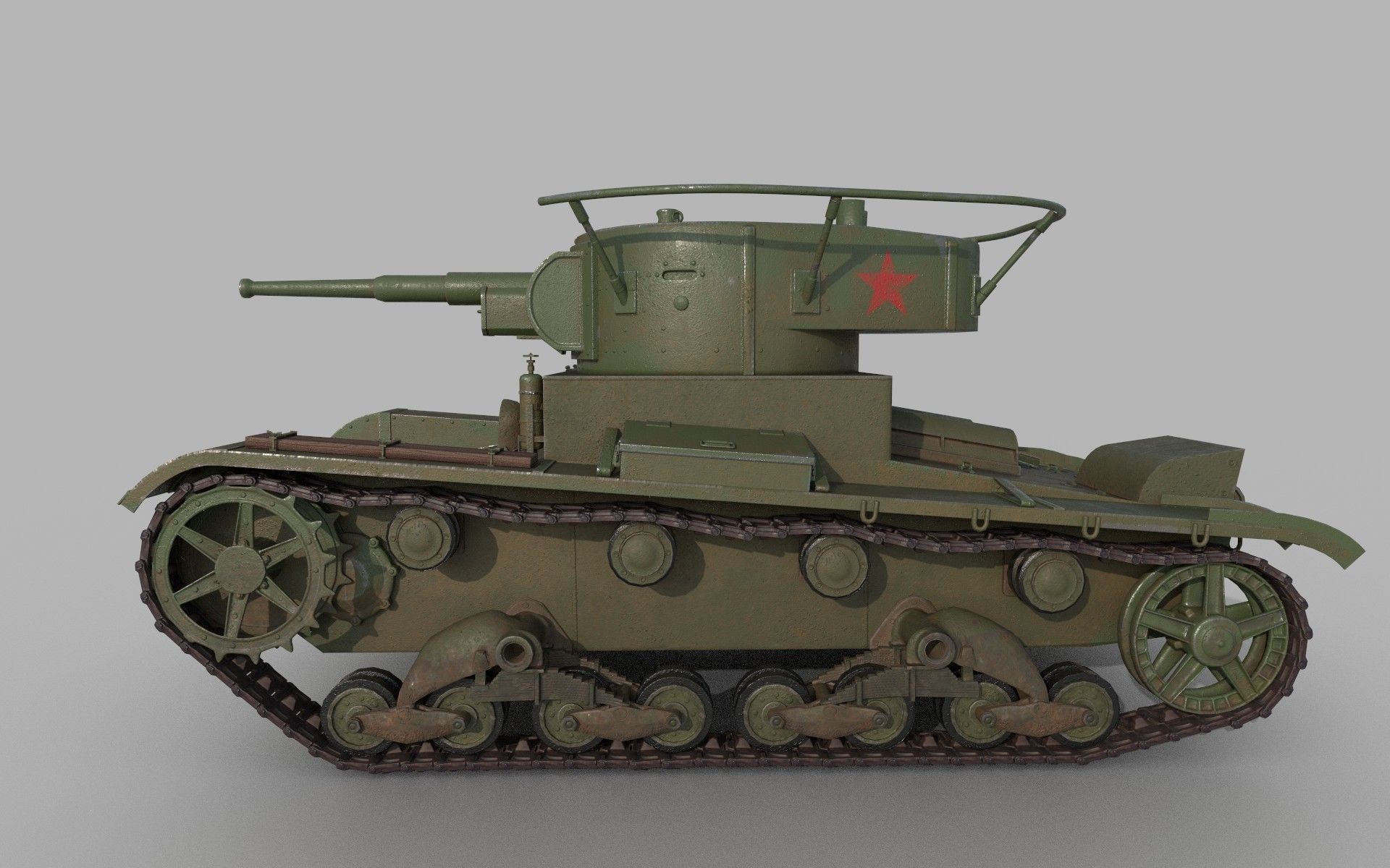 T-26 lowpoly wwii tank Low-poly 3D model_2