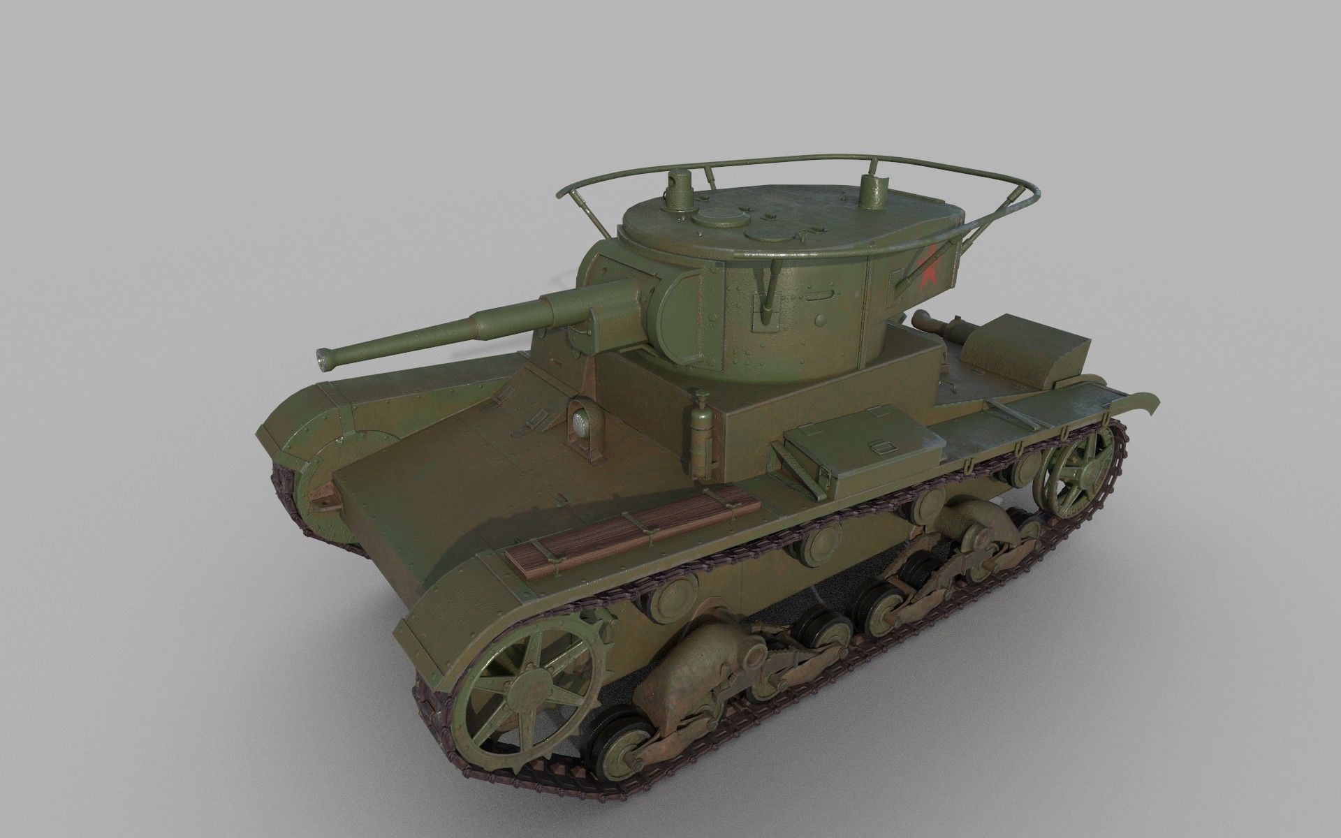 T-26 lowpoly wwii tank Low-poly 3D model_1