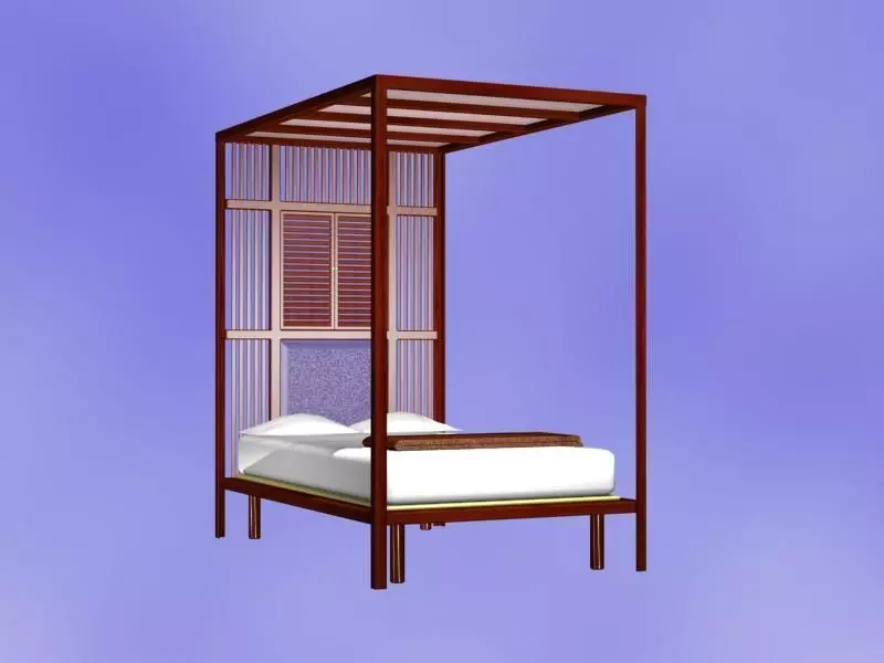Bed model asian style canopy 3D model