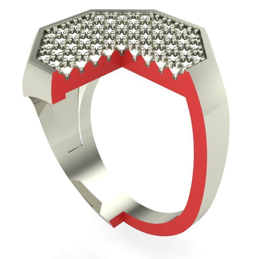 Signet rings set OCTAGON top 3D print model_8