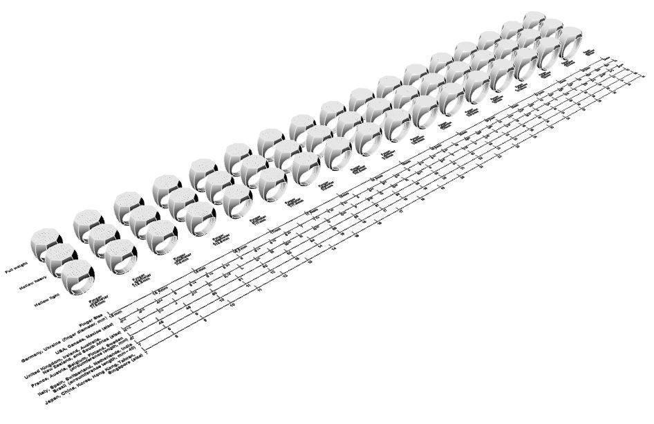 Signet rings set OCTAGON top 3D print model_2