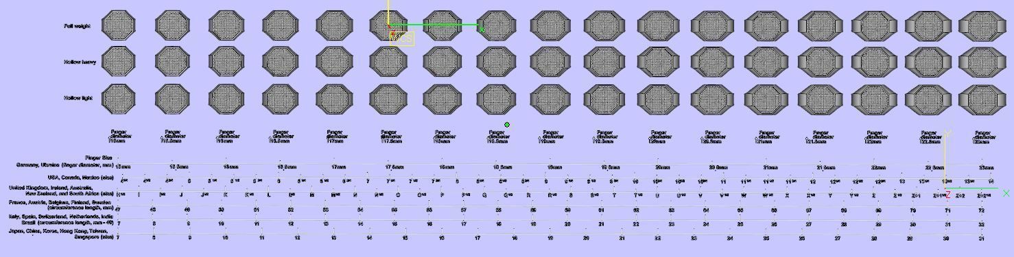 Signet rings set OCTAGON top 3D print model_15