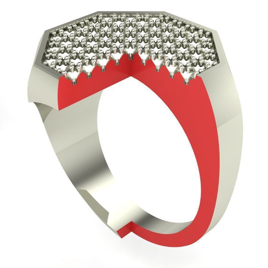 Signet rings set OCTAGON top 3D print model_7