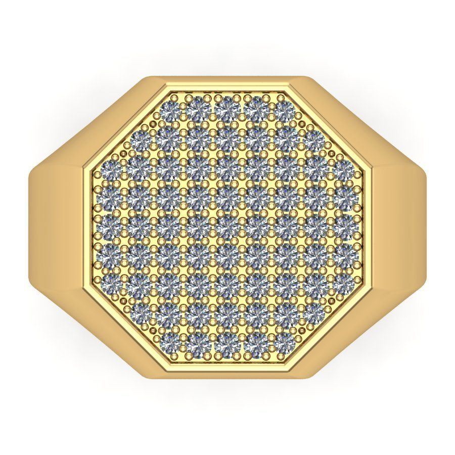 Signet rings set OCTAGON top 3D print model_4