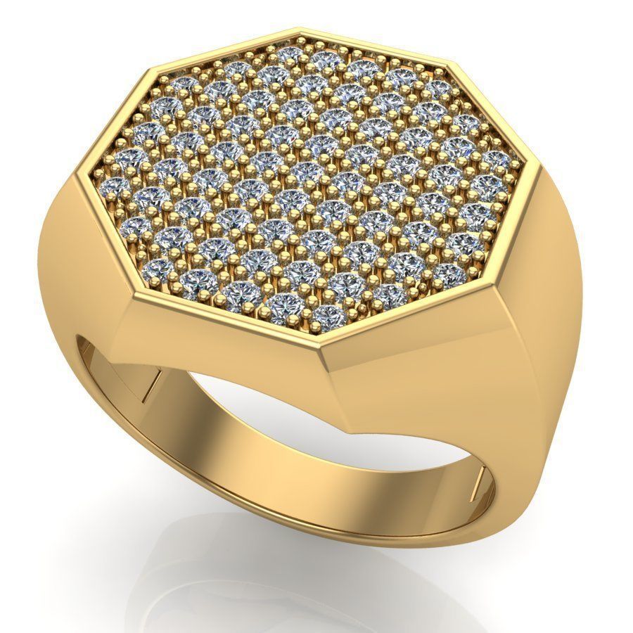 Signet rings set OCTAGON top 3D print model_3