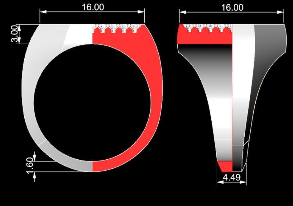 Signet rings set OCTAGON top 3D print model_10