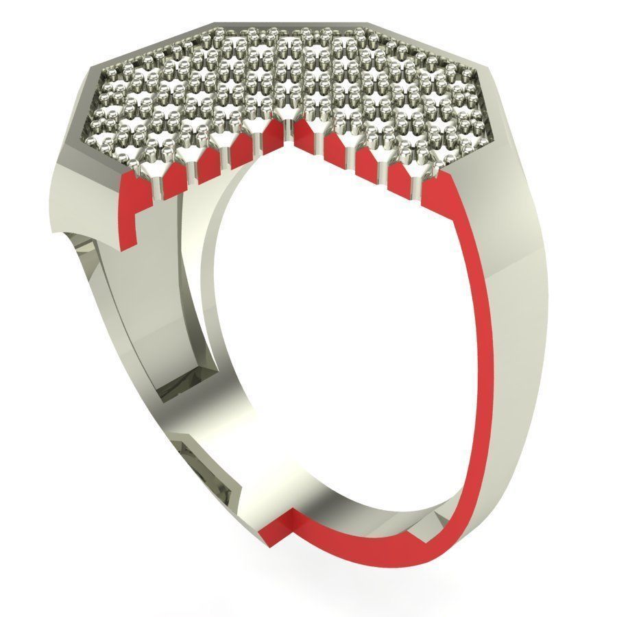 Signet rings set OCTAGON top 3D print model_9