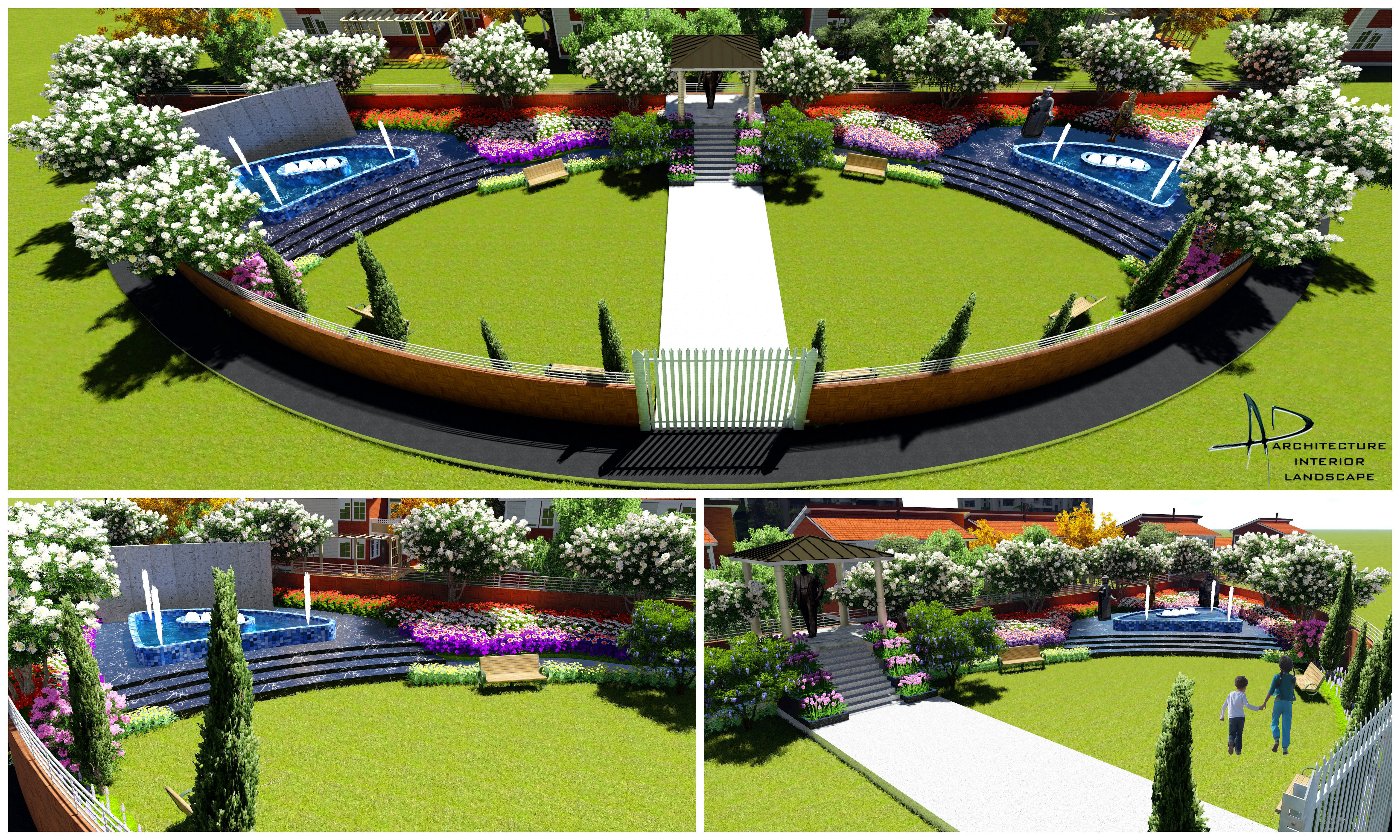 Landscape garden in residential building 3D model_2