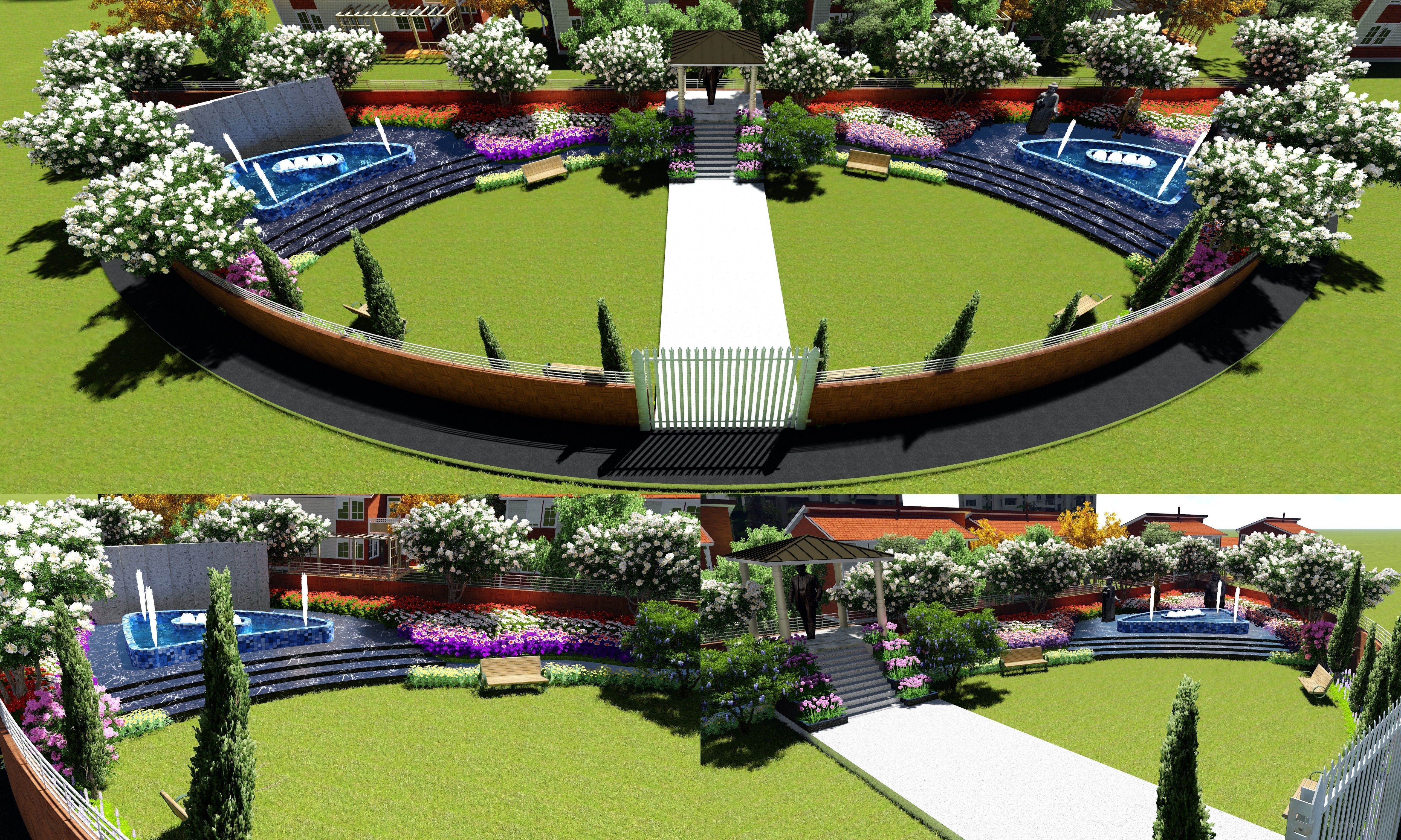 Landscape garden in residential building 3D model_3