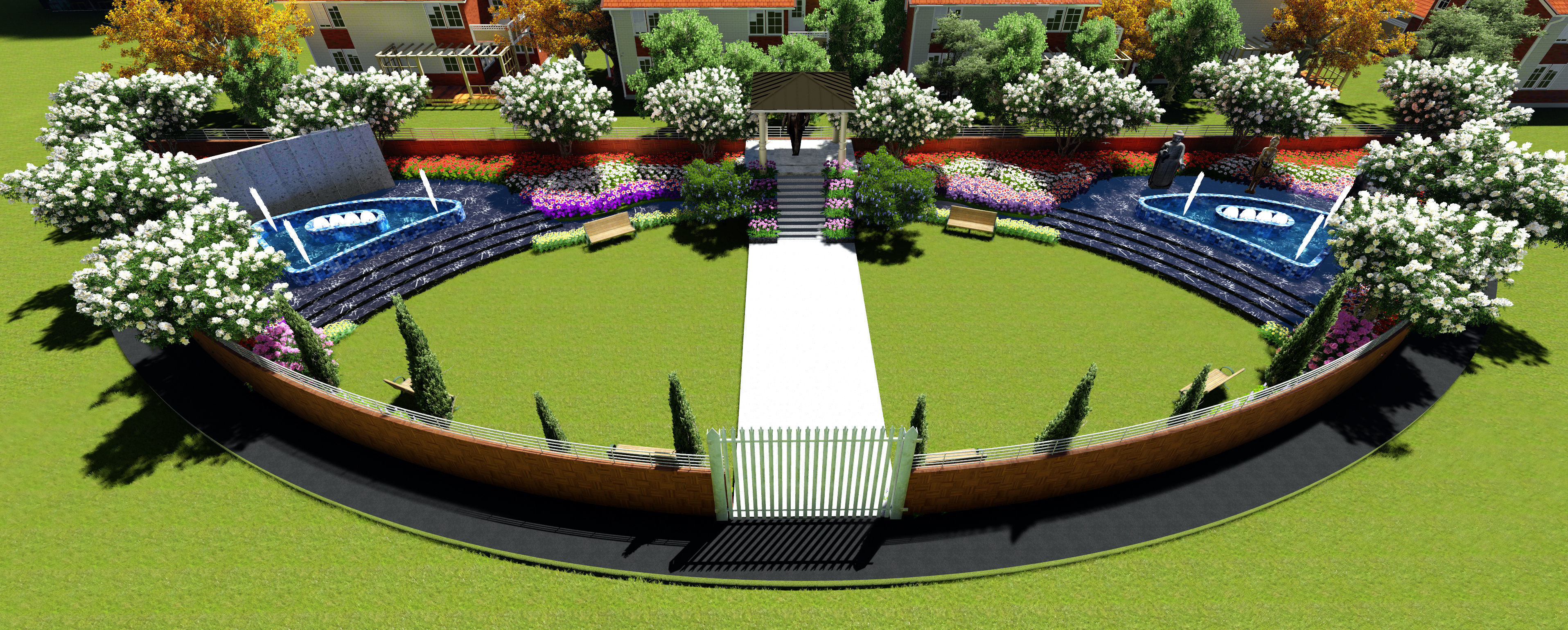 Landscape garden in residential building 3D model_1