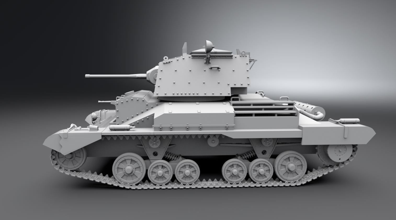 A10 Cruiser Tank scale model 3D print model_1