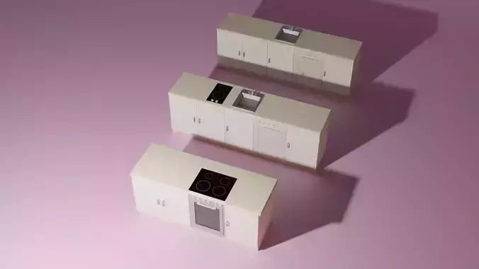 Three kitchen counters