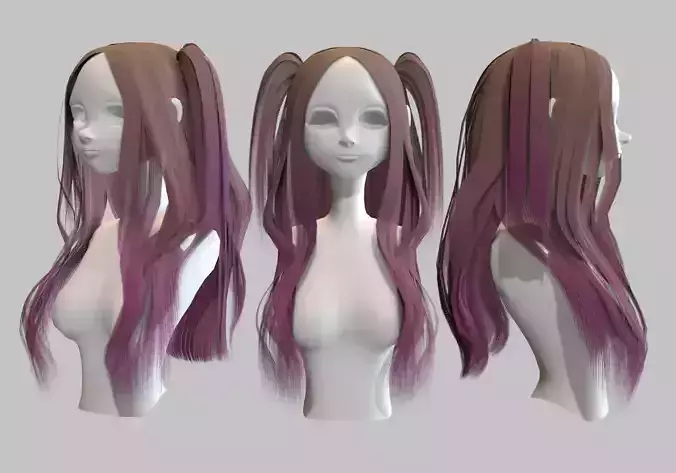 pink dyed long wavy hair