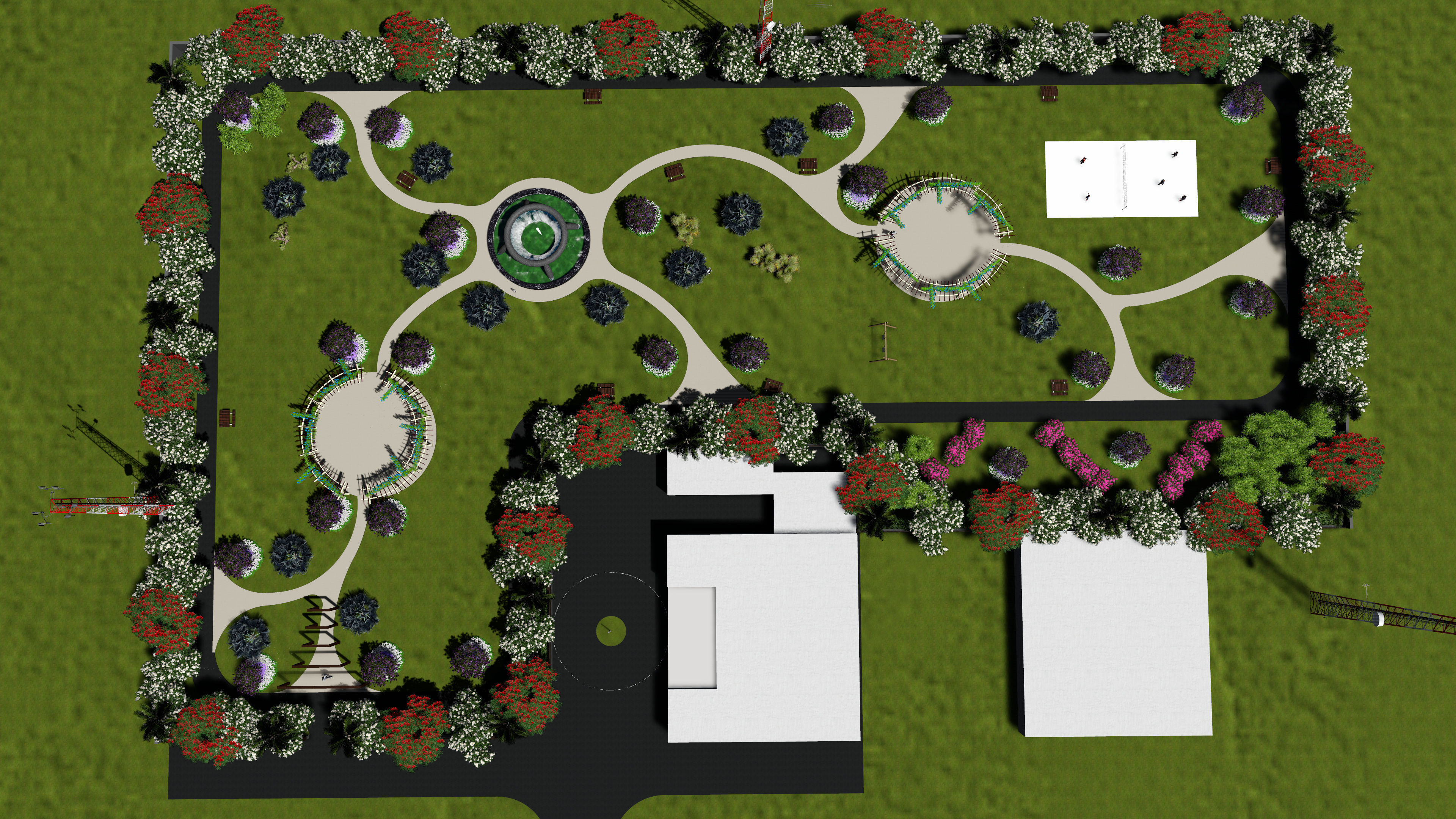 Landscape garden plan 3D model_1