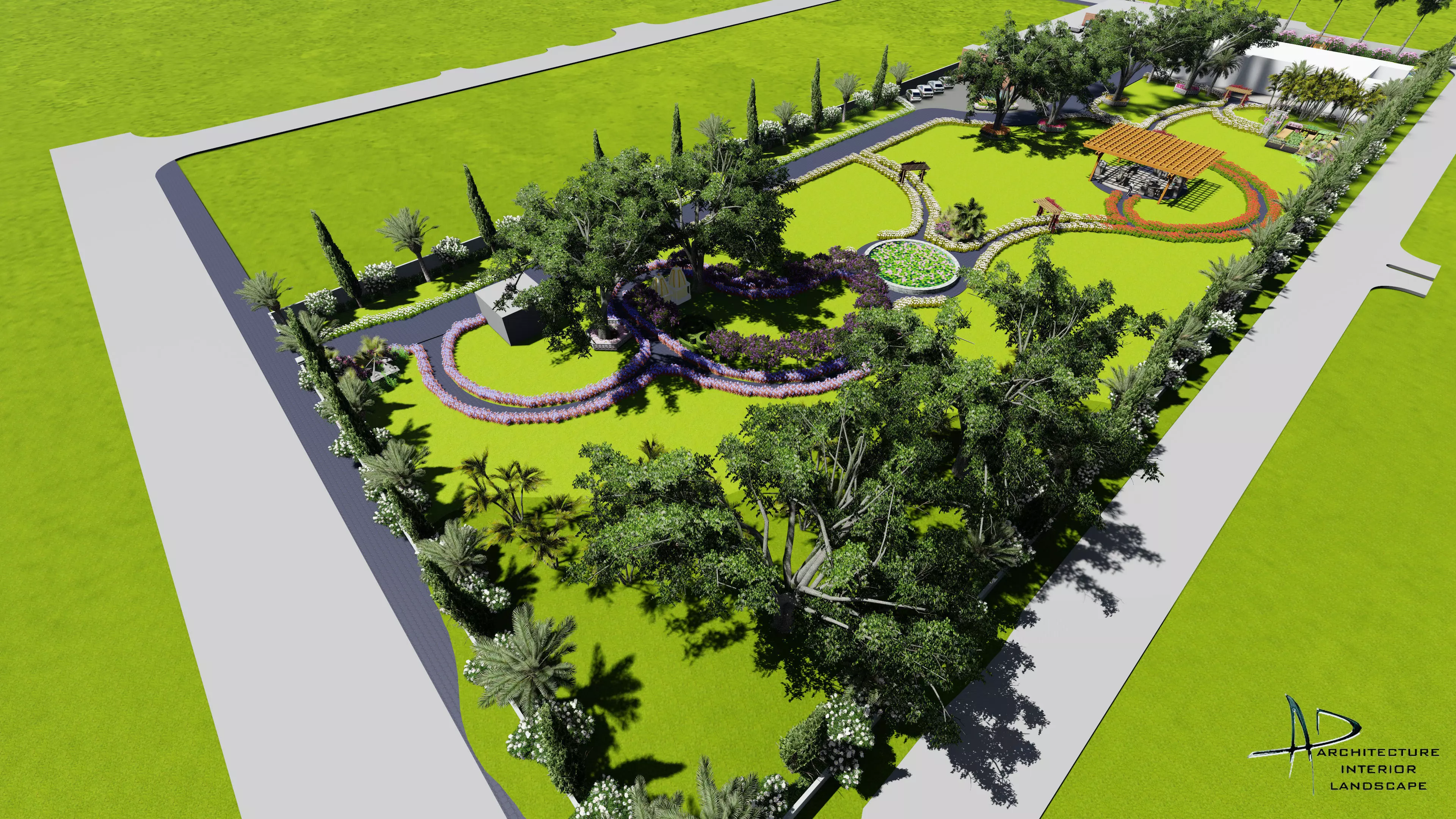 Landscape garden plan 3D model_0