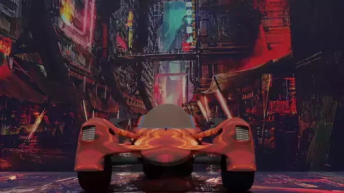 District 9 orange quad bike 3D model