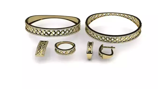 Set 001 three gold plated rings with diamonds