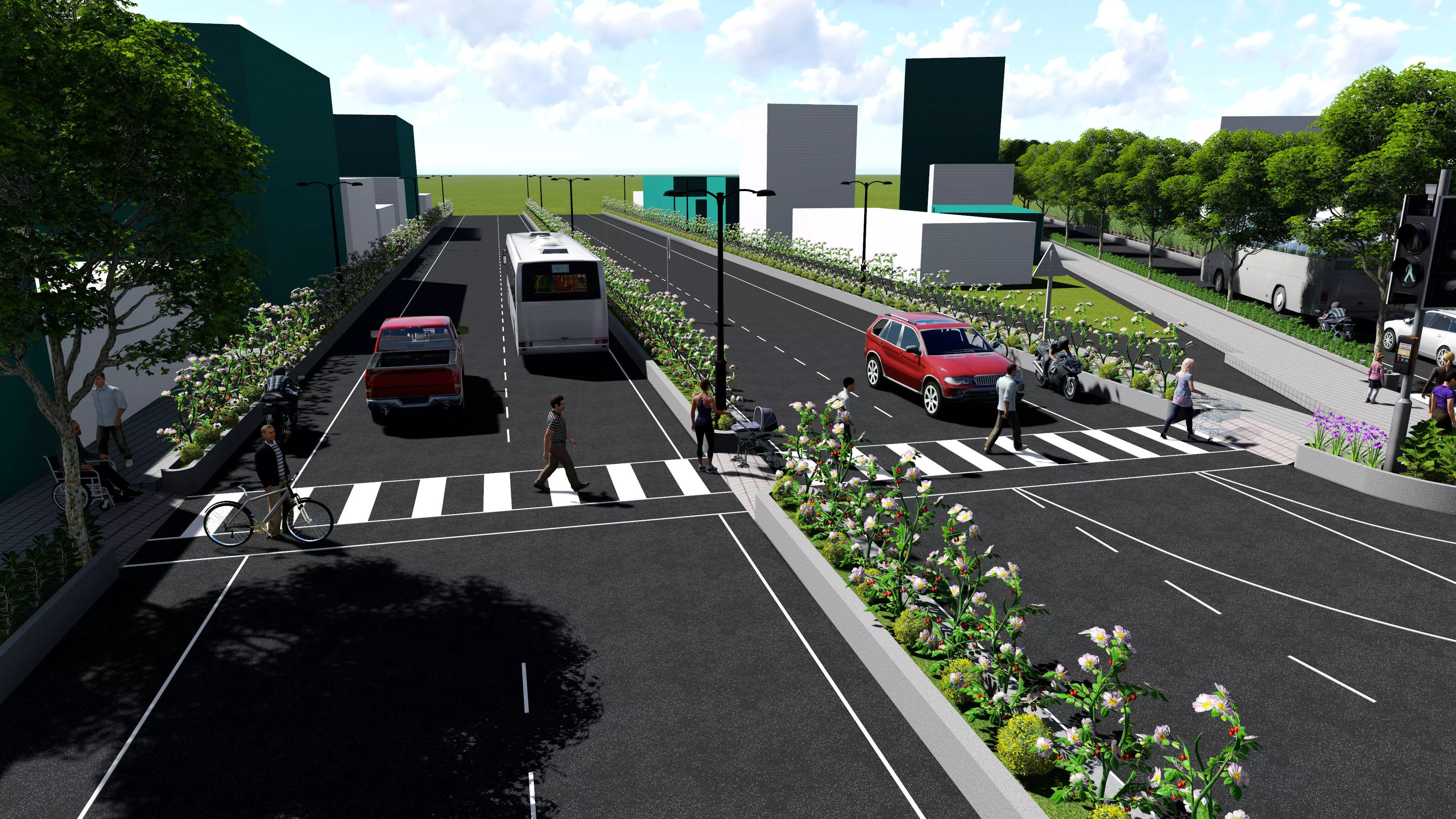 Road map Low-poly 3D model_0