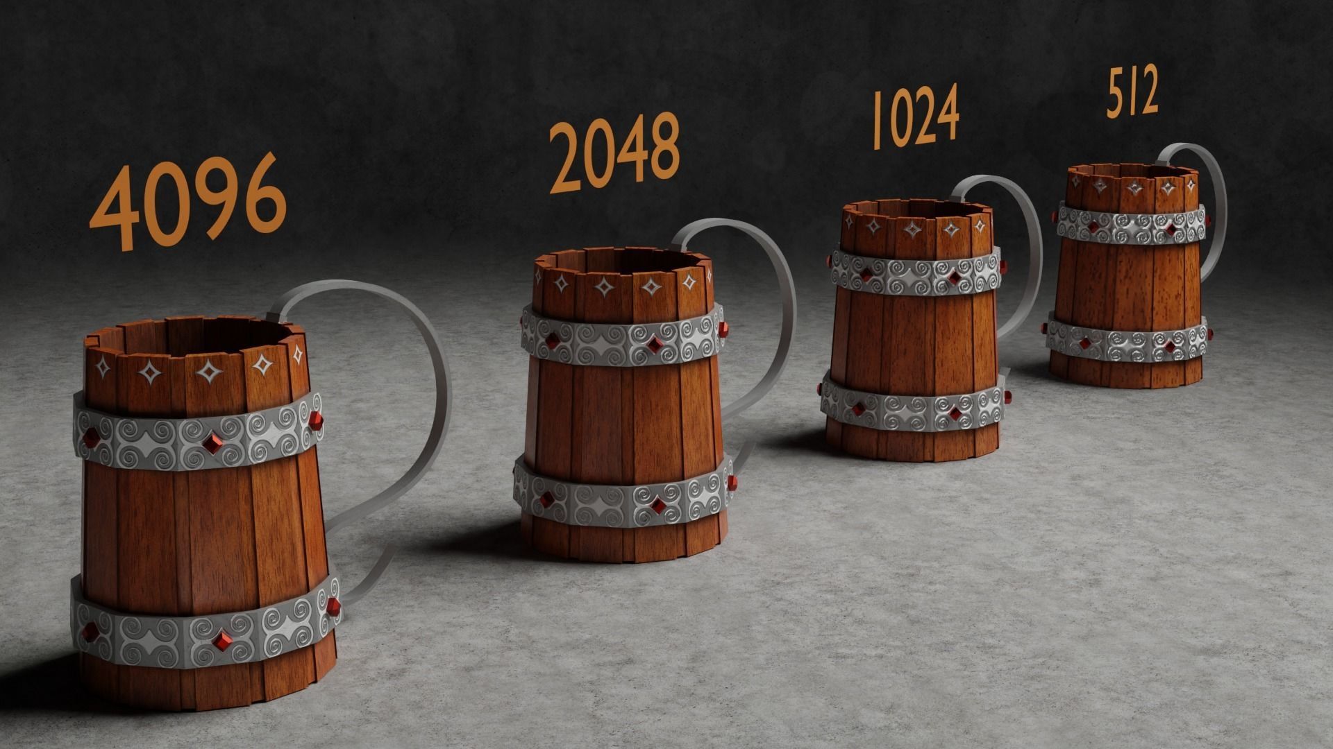 Medieval Mug Game Ready Low-poly 3D model_2