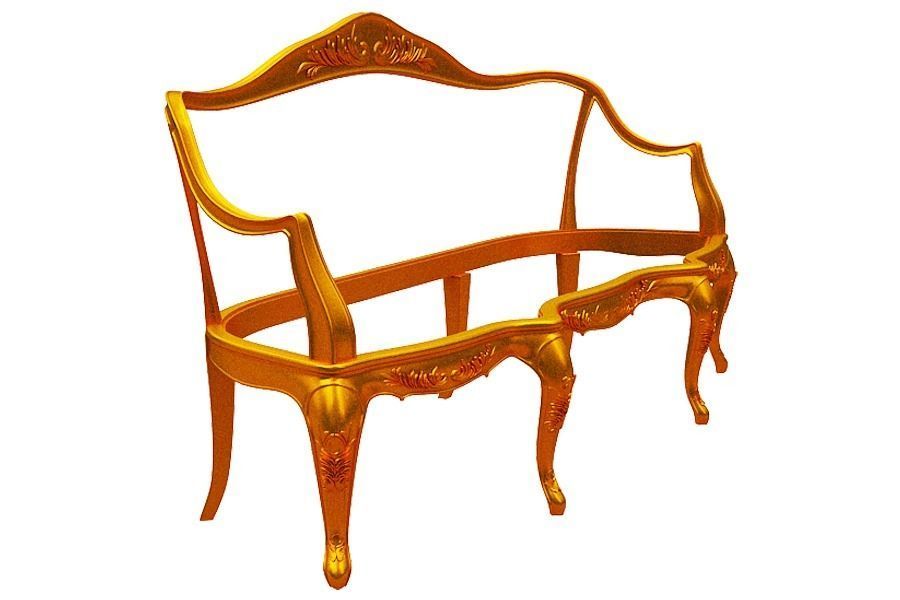 Classical sofa frame Low-poly 3D model_2
